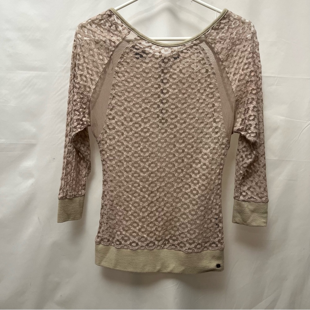 Guess Los Angeles - pink nude stretch lace - sheer over shirt top - Size XS